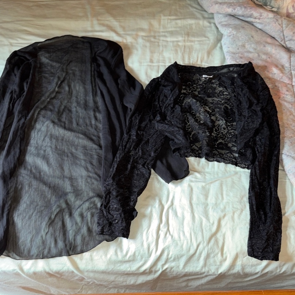 Black Sheer Cardigan and Lace Bolero